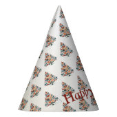 クリスマスカラフルツリースカンジナビアフォークアート パーティーハット (左)