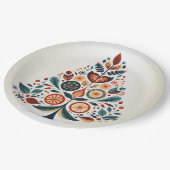 クリスマスカラフルツリースカンジナビアフォークアート ペーパープレート (アングル)