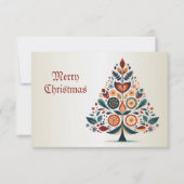 クリスマスカラフルツリースカンジナビアフォークアート 出欠カード (正面)
