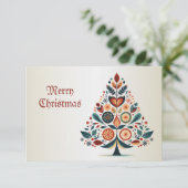 クリスマスカラフルツリースカンジナビアフォークアート 出欠カード (スタンド正面)