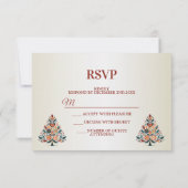 クリスマスカラフルツリースカンジナビアフォークアート 出欠カード (裏面)