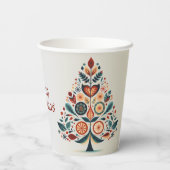 クリスマスカラフルツリースカンジナビアフォークアート 紙コップ (裏面)