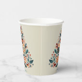 クリスマスカラフルツリースカンジナビアフォークアート 紙コップ (右)