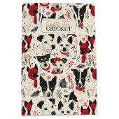 クリスマスカラフルドッグパターン ミディアムペーパーバッグ (正面)