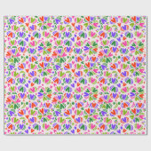 クリスマスカラフルハートと水玉模様 ラッピングペーパー (フラット)