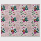 クリスマスカラフルパターンかわいいクリスマスペンギン ラッピングペーパー (フラット)
