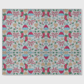 クリスマスカラフルパターン包装紙シート ラッピングペーパー (フラット)