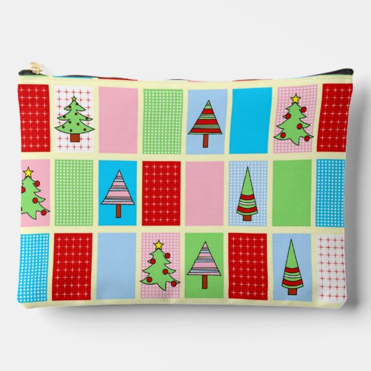 クリスマスカラフルパターン アクセサリーポーチ (正面)