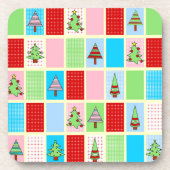 クリスマスカラフルパターン コースター (正面)