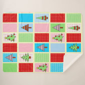 クリスマスカラフルパターン シェルパブランケット (正面(横))