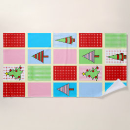 クリスマスカラフルパターン ビーチタオル