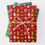 クリスマスカラフルパターン ラッピングペーパーシート (インサイチュ)