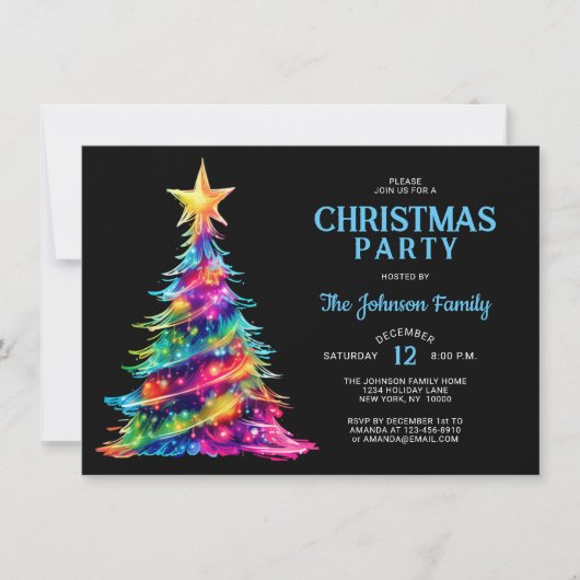 クリスマスカラフルパーティーツリーきらら光 招待状 (正面)
