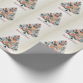 クリスマスカラフルパーティーツリースカンジナビアフォークアート ラッピングペーパー (角)