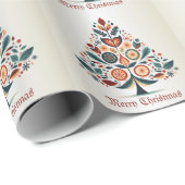 クリスマスカラフルパーティーツリースカンジナビアフォークアート ラッピングペーパー (ロールコーナー)