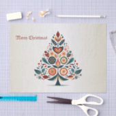 クリスマスカラフルパーティーツリースカンジナビアフォークアート 薄葉紙 (クラフト)
