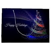 クリスマスカラフルパーティーツリーネイビーブルー素朴 ラージペーパーバッグ (裏面)