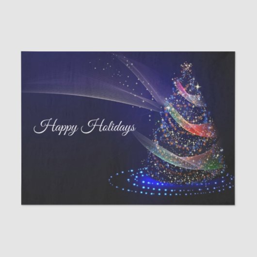 クリスマスカラフルパーティーツリーネイビーブルー素朴 薄葉紙 (正面)