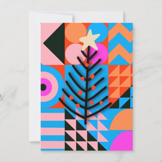 クリスマスカラフルパーティー幾何学模様（青） 招待状 (裏面)