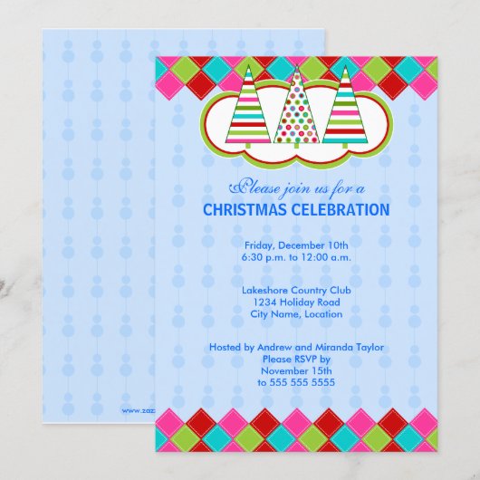 クリスマスカラフルパーティー 招待状 (正面/裏面)