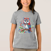 クリスマスカラフルフクロウ少年Tシャツ トライブレンドTシャツ (正面)