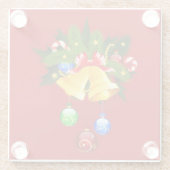 クリスマスカラフルベルモダンレッドコースター ガラスコースター (裏面)