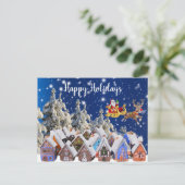 クリスマスカラフルホリデイズゴールデンサンタレー ポストカード (スタンド正面)