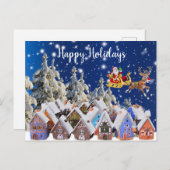 クリスマスカラフルホリデイズゴールデンサンタレー ポストカード (正面/裏面)