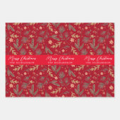 クリスマスカラフルボミニマルタニカルフローラクリスマス ラッピングペーパーシート (正面2)