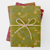 クリスマスカラフルボミニマルタニカルフローラクリスマス ラッピングペーパーシート (インサイチュ)