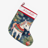 クリスマスカラフルユニコーン ラージクリスマスストッキング (正面 (吊り時))