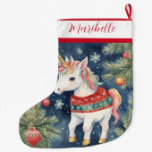 クリスマスカラフルユニコーン ラージクリスマスストッキング (裏面)