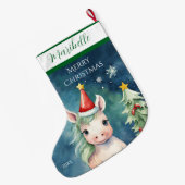 クリスマスカラフルユニコーン ラージクリスマスストッキング (裏面 (吊り時))