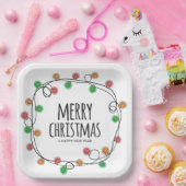 クリスマスカラフルライツメリークリスマスパーティー ペーパープレート (パーティー)