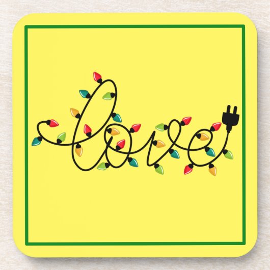 クリスマスカラフルライツラブ文字-45872 コースター (正面)