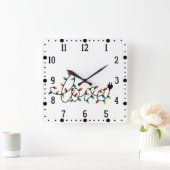 クリスマスカラフルライツラブ文字-45872 スクエア壁時計 (ホーム)