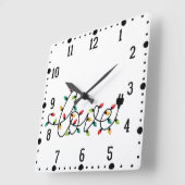 クリスマスカラフルライツラブ文字-45872 スクエア壁時計 (傾斜)