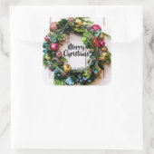 クリスマスカラフルリースホリデーカードシール スクエアシール (バッグ)