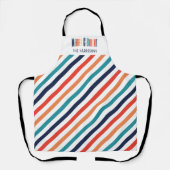 クリスマスカラフルレトロストライプメリーズ&ブライト エプロン (正面)