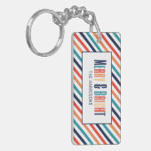 クリスマスカラフルレトロストライプメリーズ&ブライト キーホルダー (正面左)
