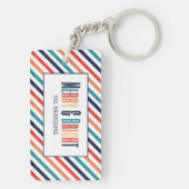クリスマスカラフルレトロストライプメリーズ&ブライト キーホルダー (裏面)