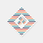 クリスマスカラフルレトロストライプメリーズ&ブライト スタンダードカクテルナプキン (角)