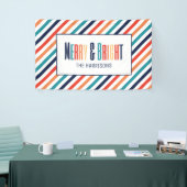 クリスマスカラフルレトロストライプメリーズ&ブライト 横断幕 (トレードショー)