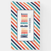 クリスマスカラフルレトロストライプメリーズ&ブライト 横断幕 (縦)