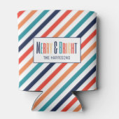 クリスマスカラフルレトロストライプメリーズ&ブライト 缶クーラー (裏面)