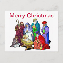 クリスマスカラフル出生シーン シーズンポストカード