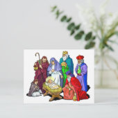 クリスマスカラフル出生シーン シーズンポストカード (スタンド正面)