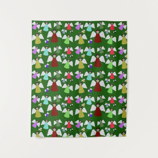 クリスマスカラフル天使パターン タペストリー (正面)