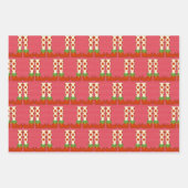 クリスマスカラフル小妖精や小人かわいいおもしろいグラフィック3ピース ラッピングペーパーシート (正面2)