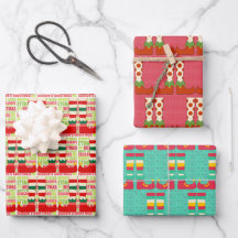 クリスマスカラフル小妖精や小人かわいいおもしろいグラフィック3ピース